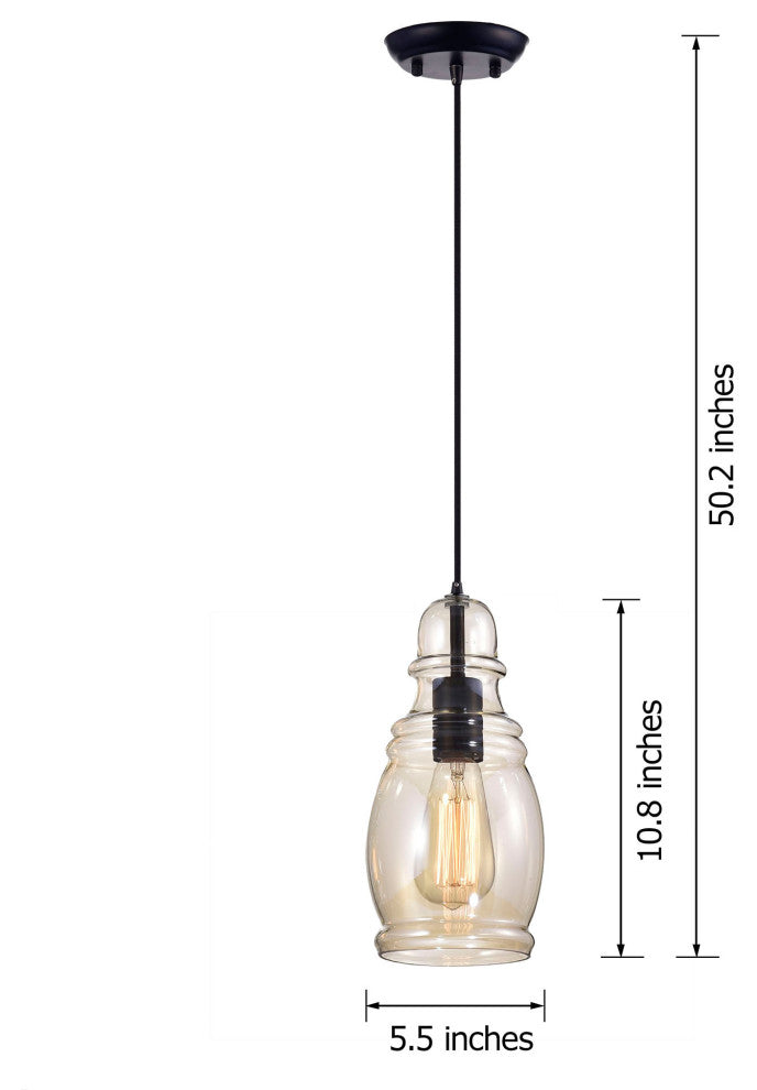 Sara Mini Pendant With Cognac Long Oval Skinny Glass Antique Black Finish