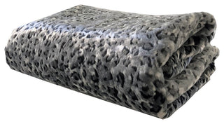 Snow Leopard Faux Fur Gray Luxury Throw