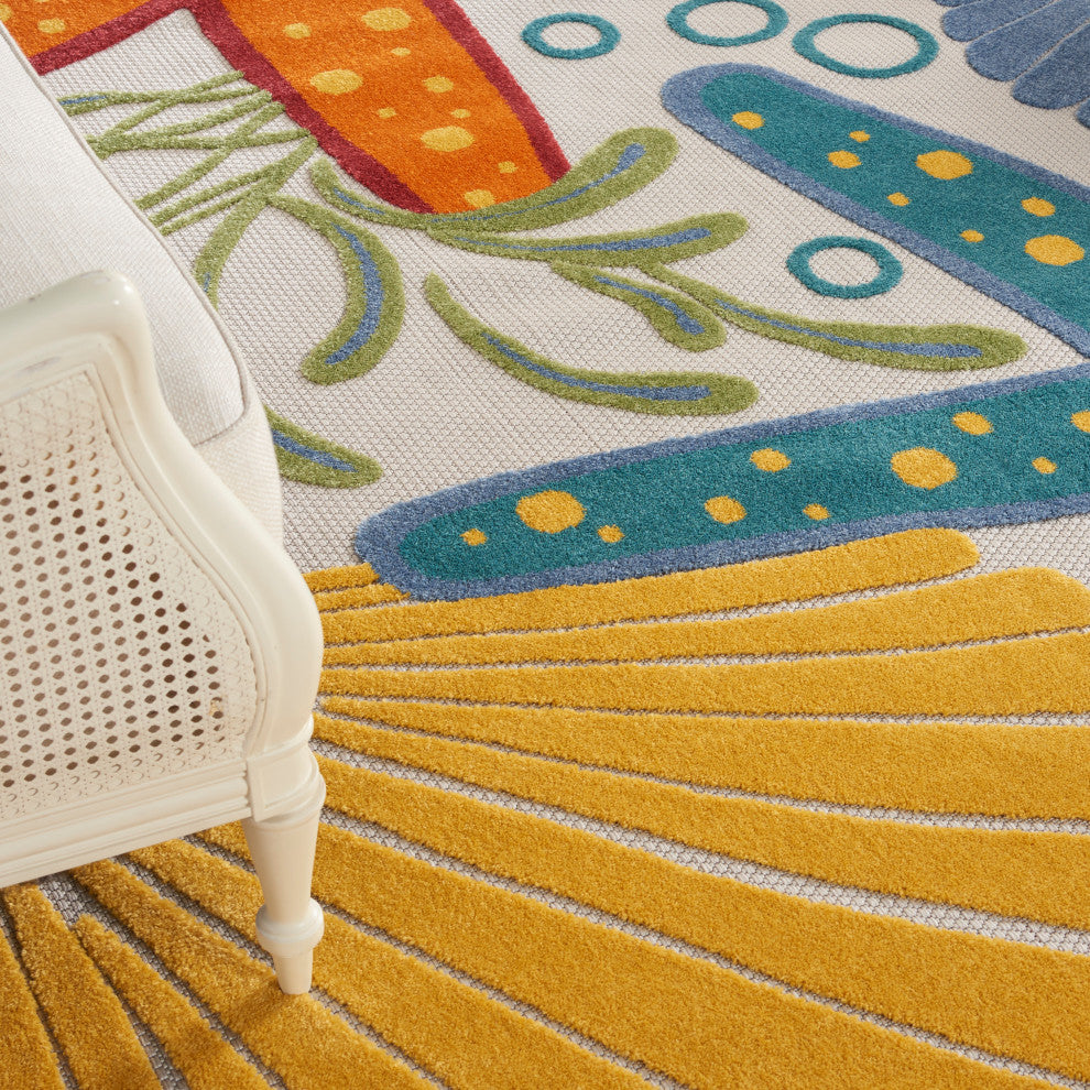 Nourison Aloha 9' x 12' Multicolor Coastal, Nautical & Beach Area Rug