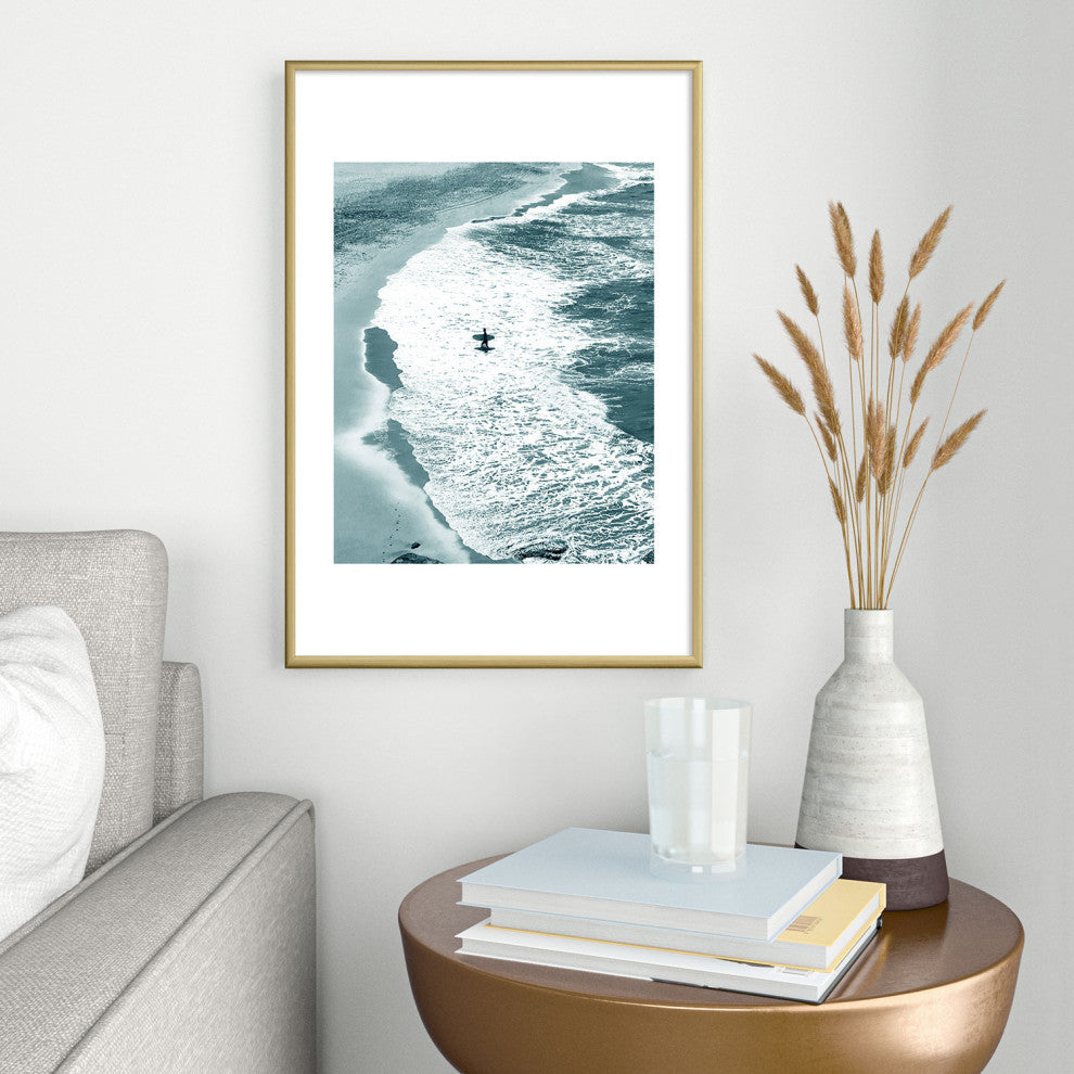 Gale Switzer Lone surfer slate Metal Framed Art Print