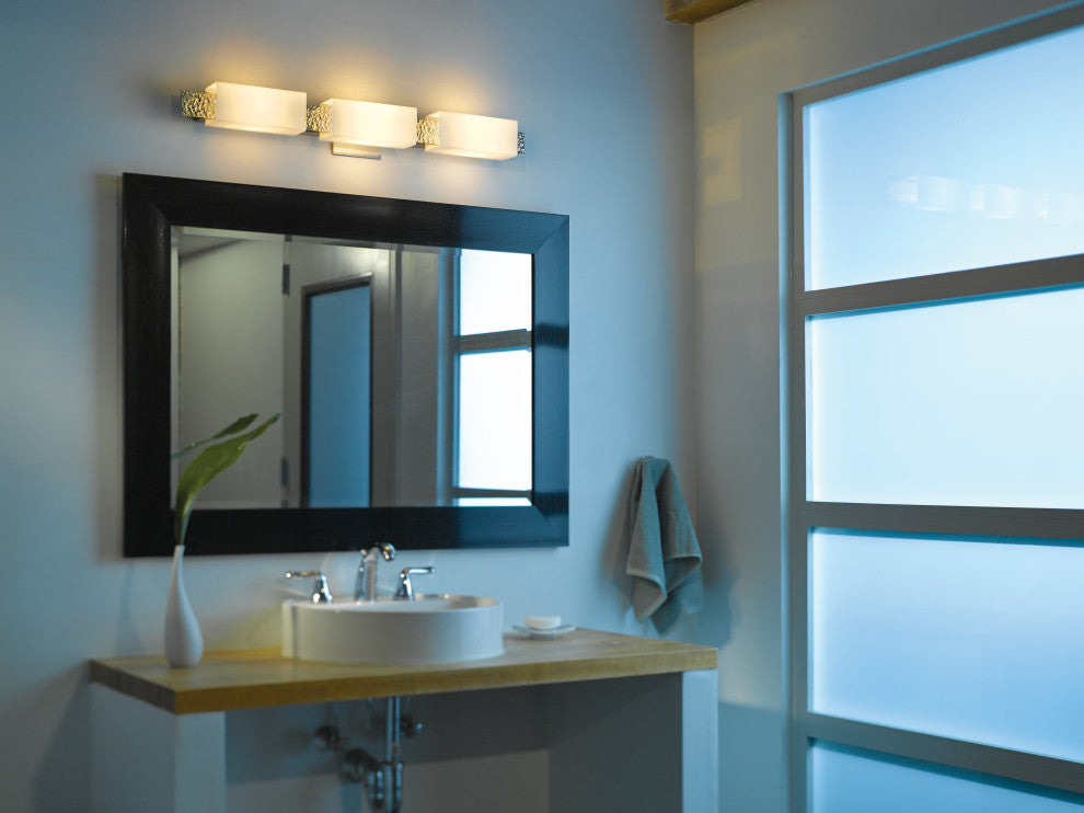Oceanus 3 Light Sconce, Sterling Finish, Opal Glass