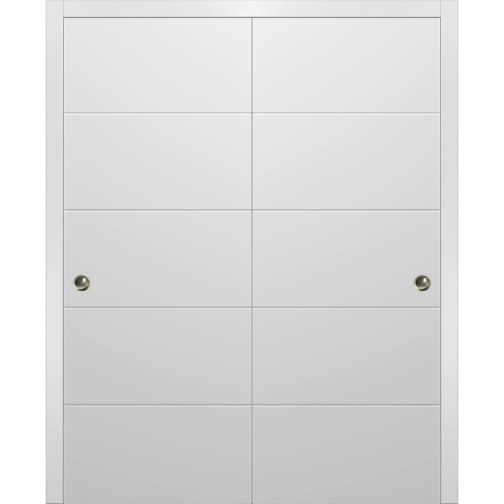 Sliding Bypass Doors 64 x 84, Planum 0770 Painted White