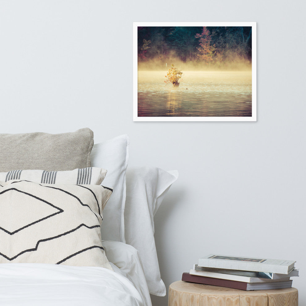 Golden Mist on Waples Pond Framed Photo Paper Wall Art Prints, White, 16" X 20"