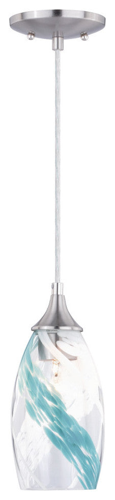 Milano 4.75" Mini Pendant Caribbean Swirl Glass Satin Nickel