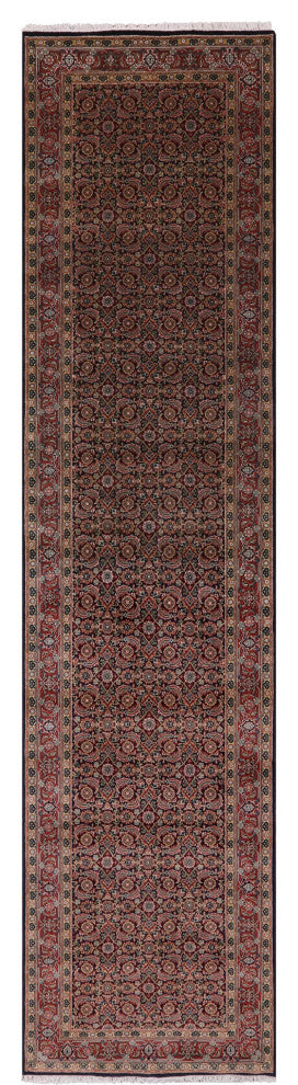 3' 10" X 15' 7" Hand Knotted Persian Hill Herati Wool Runner Rug - Q13164