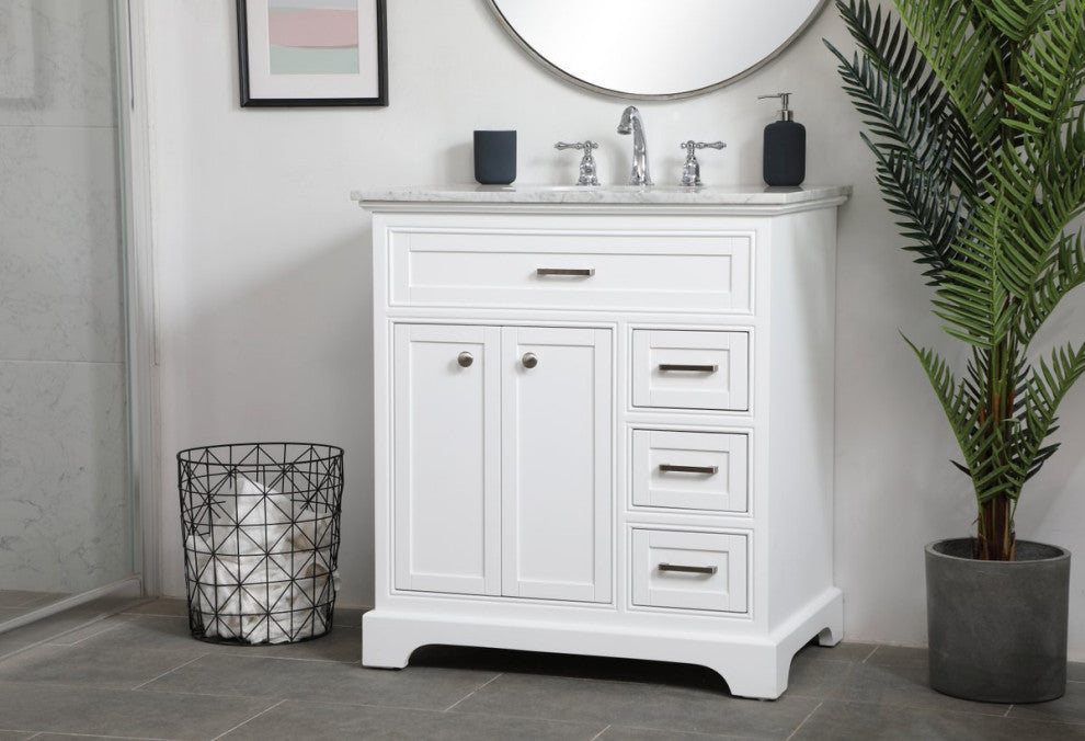 Amber Single Bathroom Vanity, Blue, White, 32"