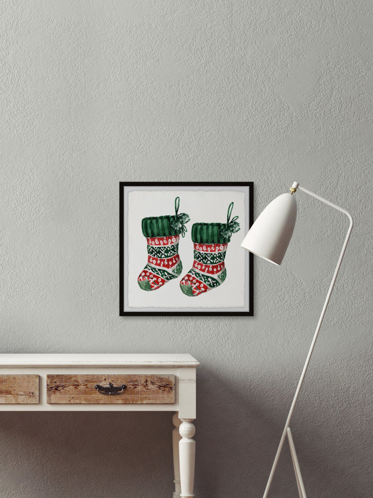 "Hang Your Stockings" Framed Painting Print, 32x32
