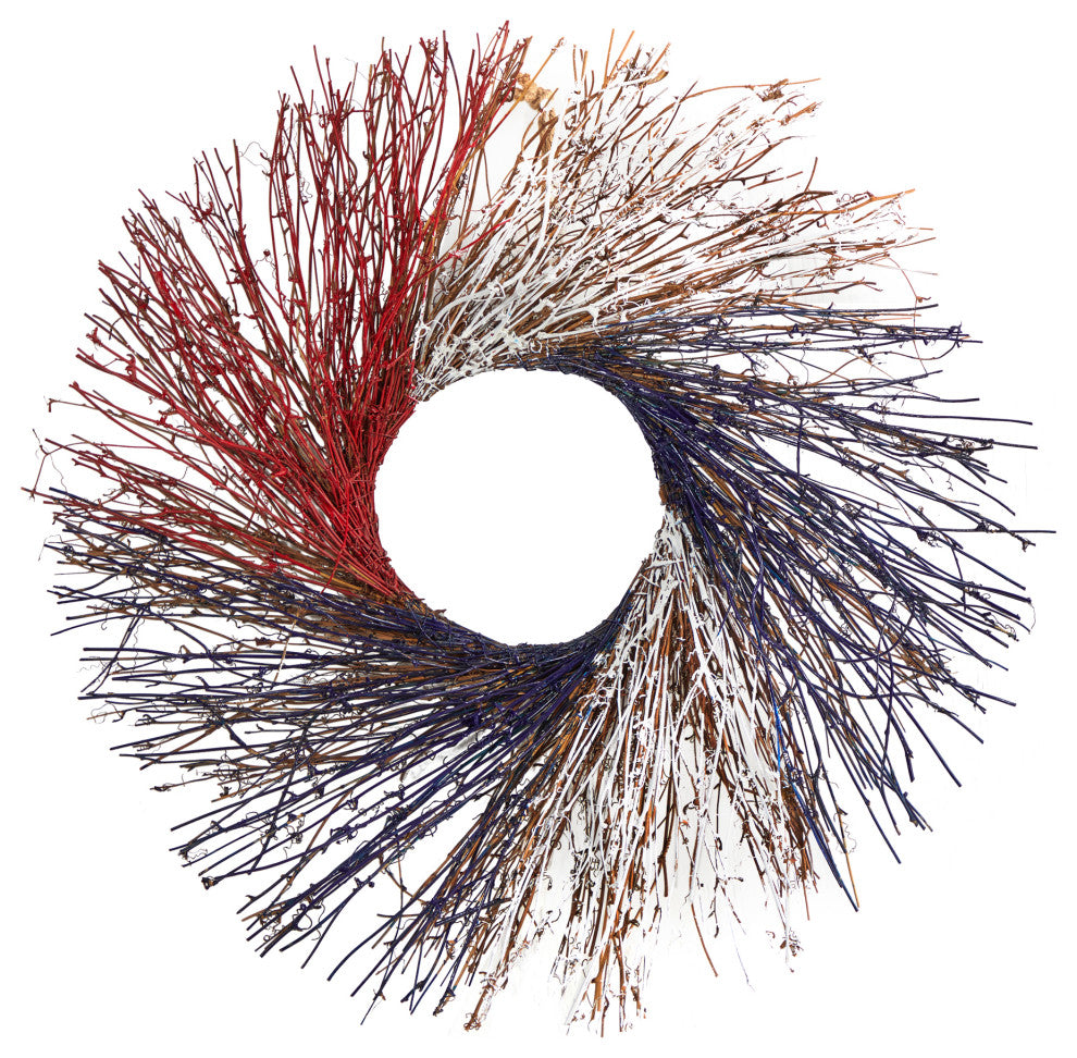 Nearly Natural W1214 24 Americana Twig Wreath Red White and Blue