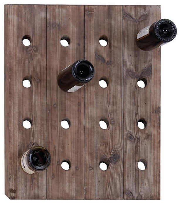 Brown Wood Rustic Wall Wine Rack