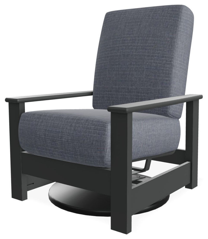 Leeward Deep Seat Outdoor Hidden Swivel Rocker, Proven Denim/Graphite