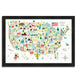 "Illustrated Usa" By Michael Mullan, Framed Painting Print, Ready To Hang