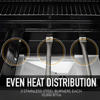 Permasteel 3 Burner Propane Gas Grill with Folding Side Shelves, Copper