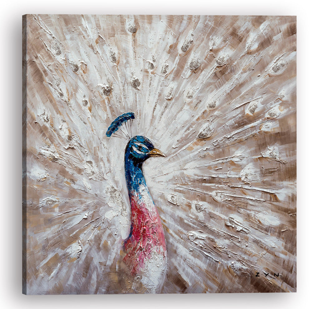 Hand Painted "The Noble Peacock" oil paiting original Art