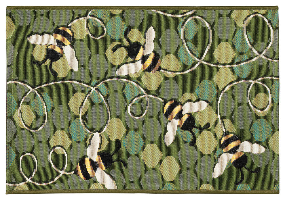 Esencia Bee Free Indoor/Outdoor Mat Green 2'x2'10"