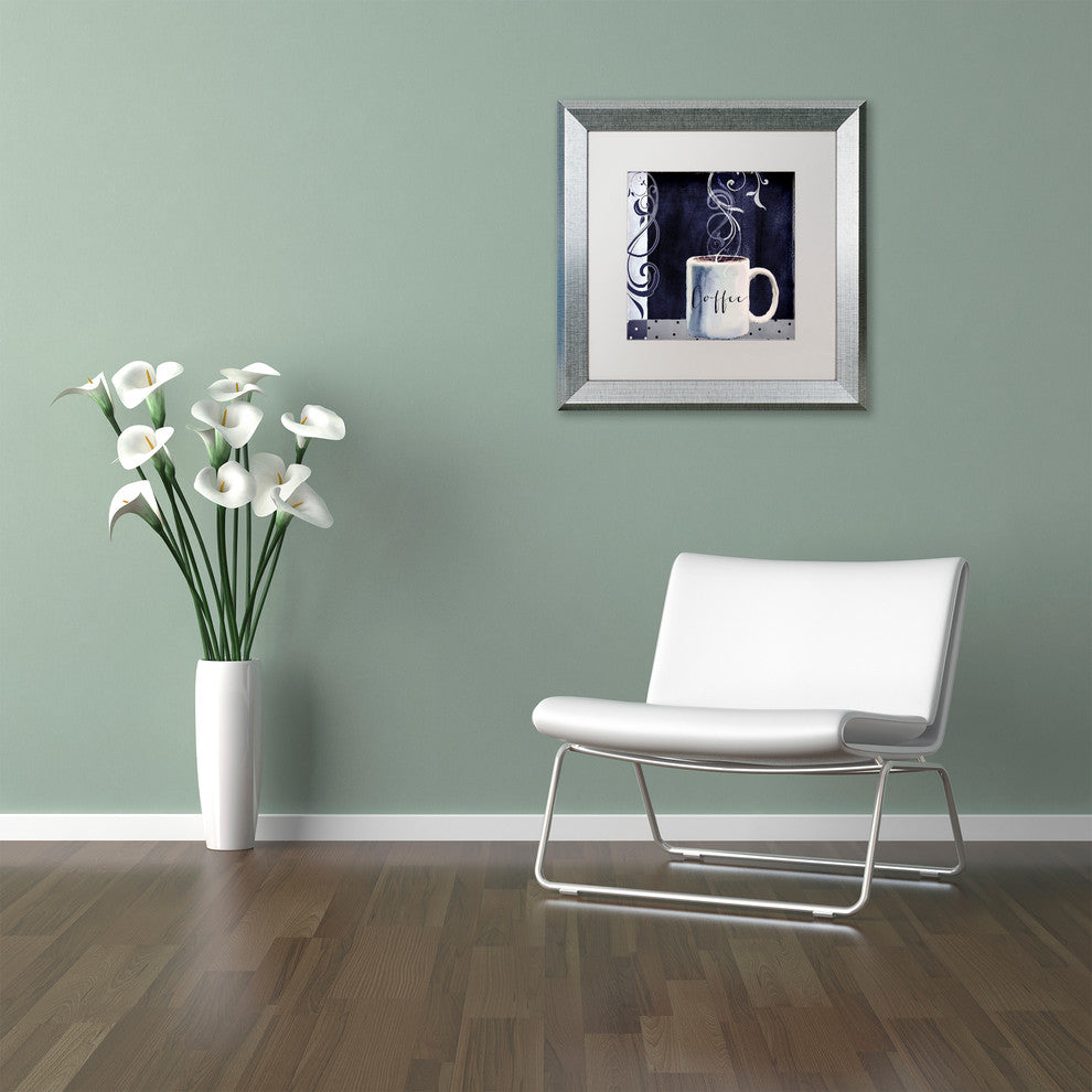 Color Bakery 'Cafe Blue I' Art, Silver Frame, White Matte, 16"x16"