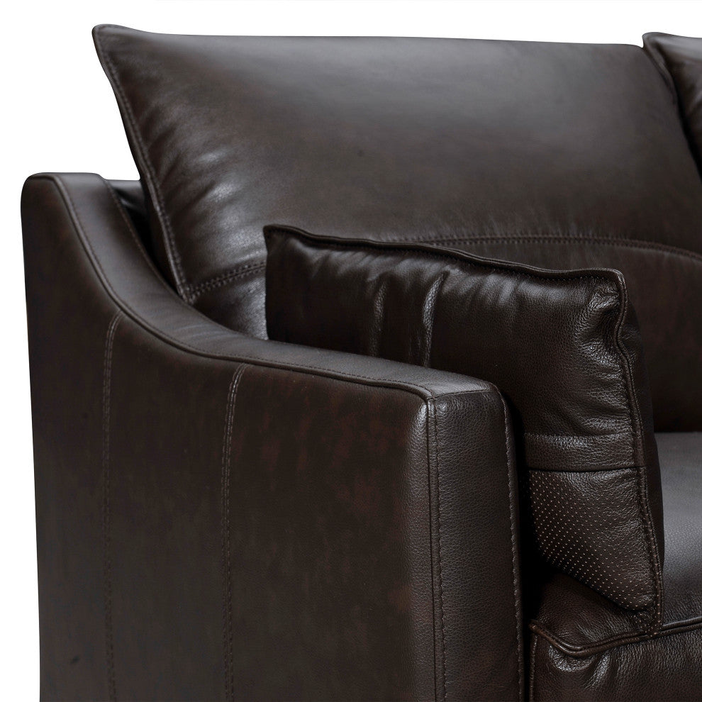 Pompeii 87" Dark Brown Leather Sofa, Dark Brown