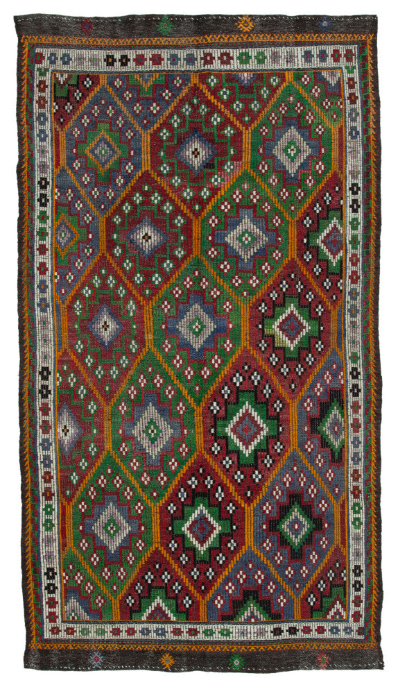 Rug N Carpet - Handwoven Anatolian 5' 4'' x 9' 10'' One-of-a-Kind Wool Kilim Rug