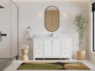 Chicago 60" Single Sink Bathroom Vanity, White 2" Calacatta Sienna Quartz