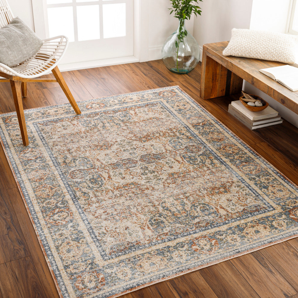 Lillian LLL-2304 Orange/Blue Machine Woven 6'7" x 9' Rug