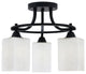 Paramount 3-Light Semi-Flush Light, Matte Black, 4" White Muslin Glass