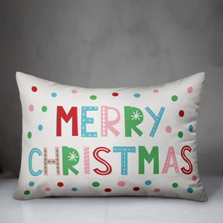 Merry Christmas Colorful 14"x20" Throw Pillow