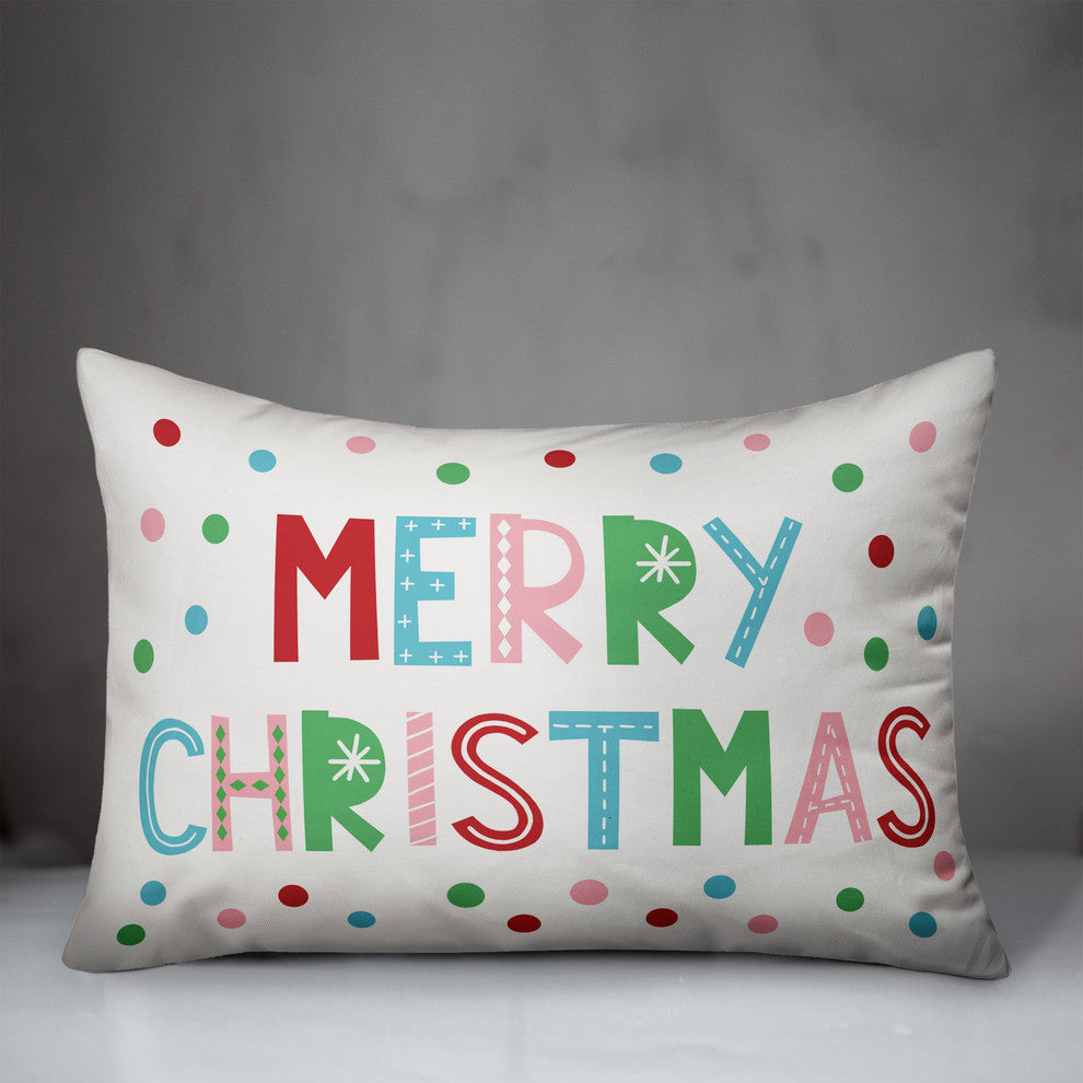 Merry Christmas Colorful 14"x20" Throw Pillow