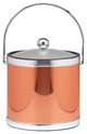 Polished Copper, Chrome 3 qt Ice Bucket With Bale Handle, Lucite Cover With Knob