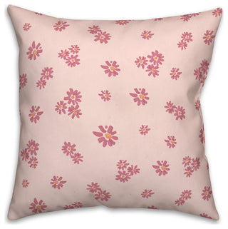 Pink Daisy Pattern 18x18 Spun Poly Pillow
