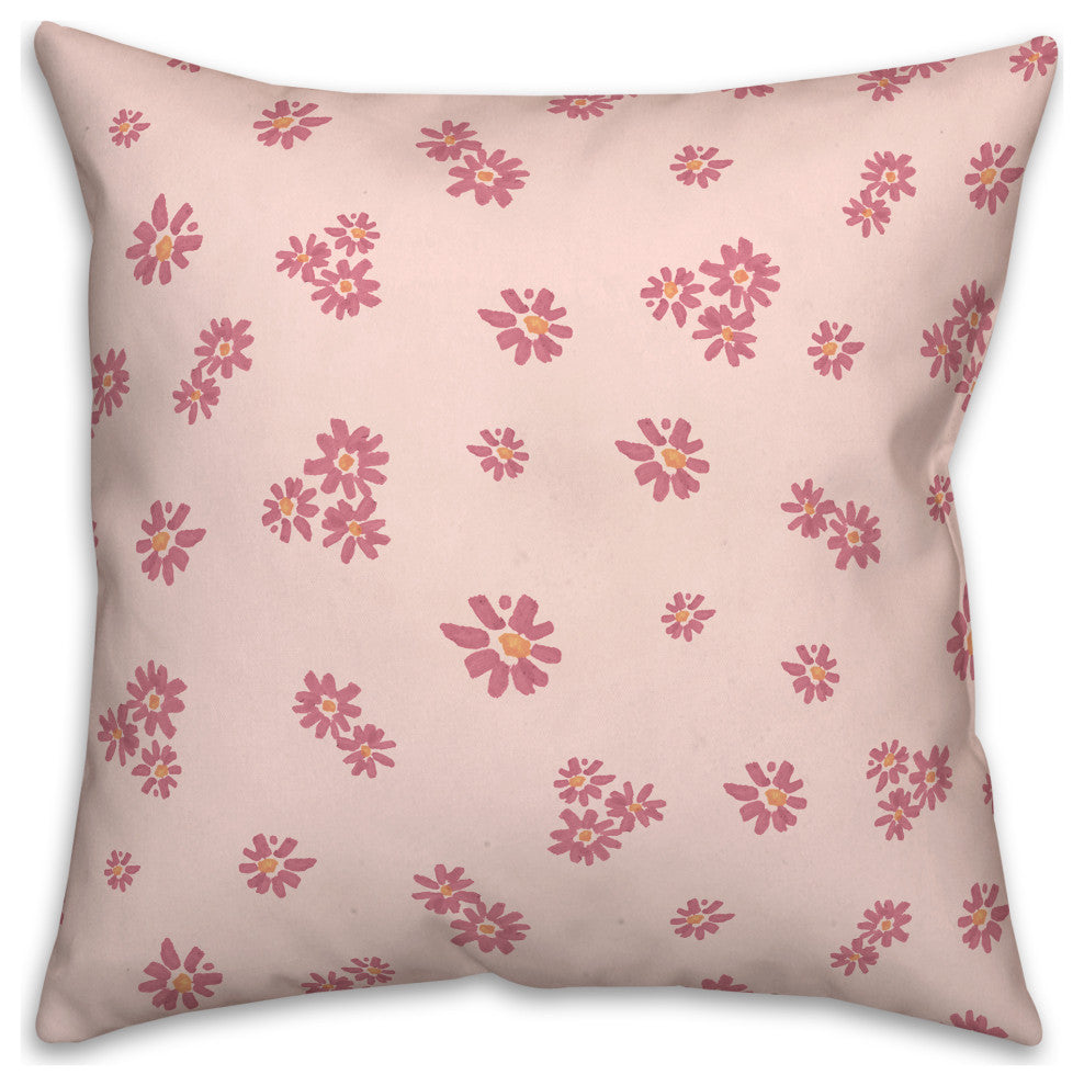 Pink Daisy Pattern 18x18 Spun Poly Pillow