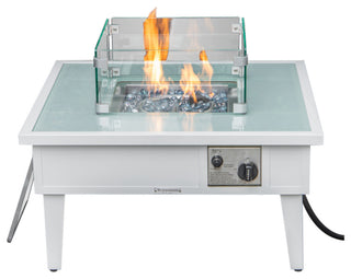 Leisuremod Walbrooke Patio Square Fire Pit Table With Aluminum Frame, White