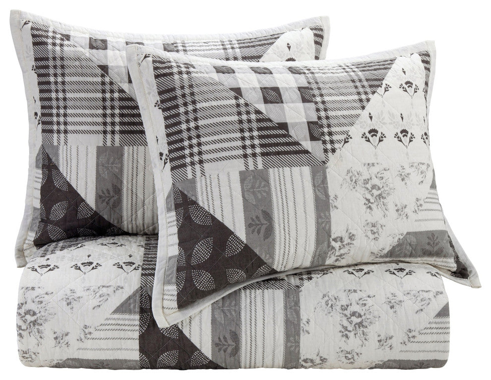 Patchwork Prairie Reversible Quilt Set, 3 Piece, King