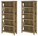 Set of 2 Farmhouse Bookcase, Open Shelves With X-Sides, Reclaimed Pine