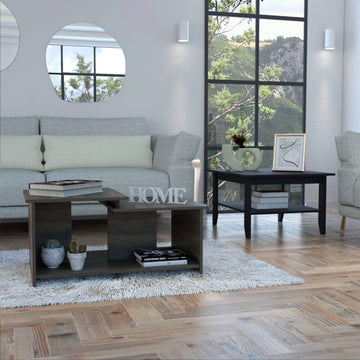 Houston 2 Piece Living Room Set, Coffee Table and Coffee Table, Black/Espresso