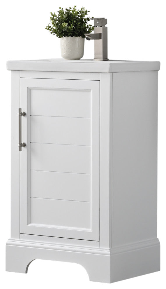 Vanity Art Bathroom Vanity With Sink & Top, White, 20", White Ceramic