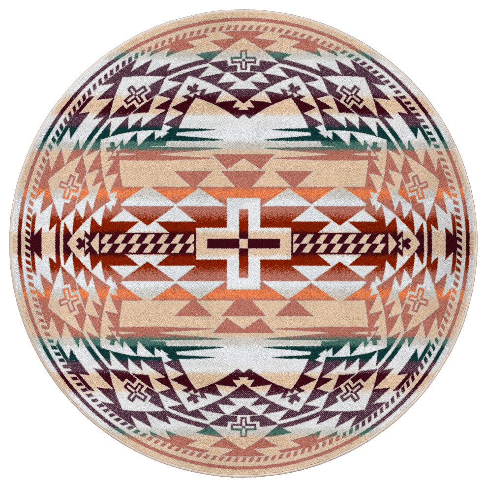Rustic Cross Oka, Beige, 8' Round