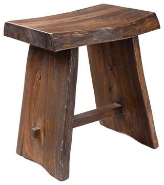 Nordic Style Teak Stool with Curved Seat