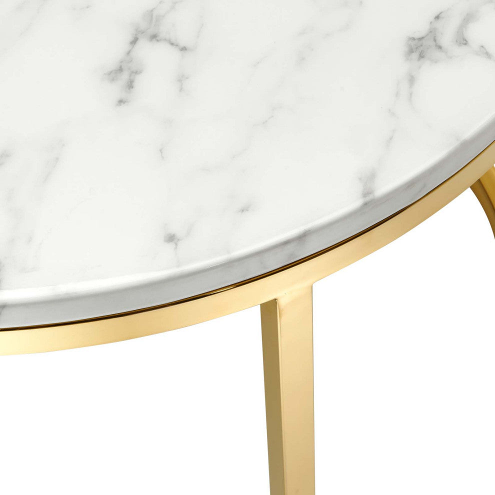 Ravenna Artificial Marble Nesting Coffee Table Gold White
