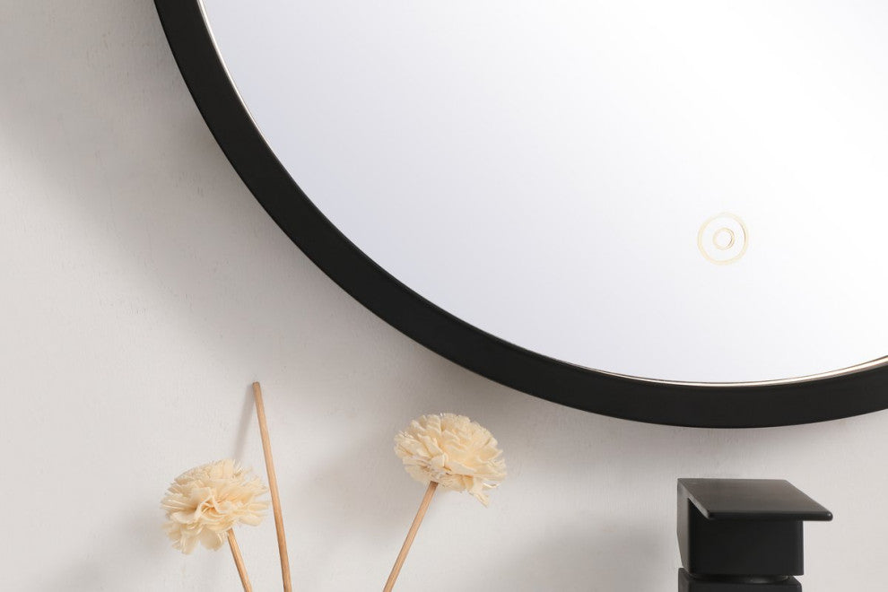 Modern Black Led Mirror, 18"