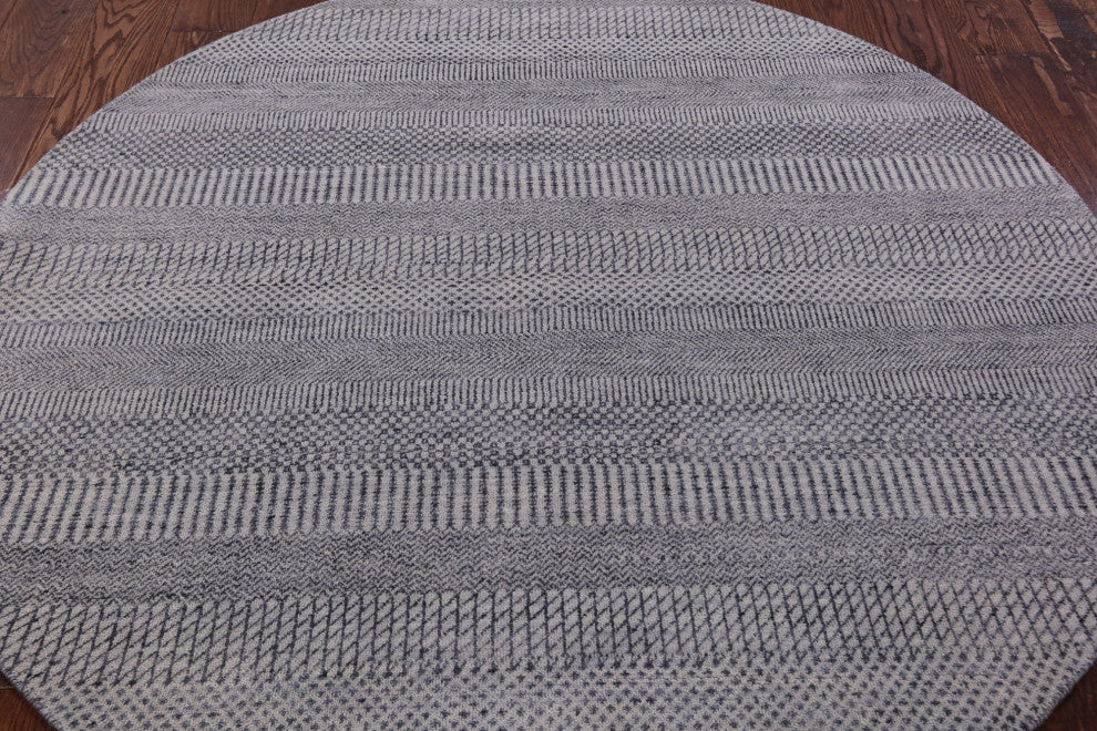 5' Round Savannah Grass Wool and Silk Hand Knotted Rug Q11477
