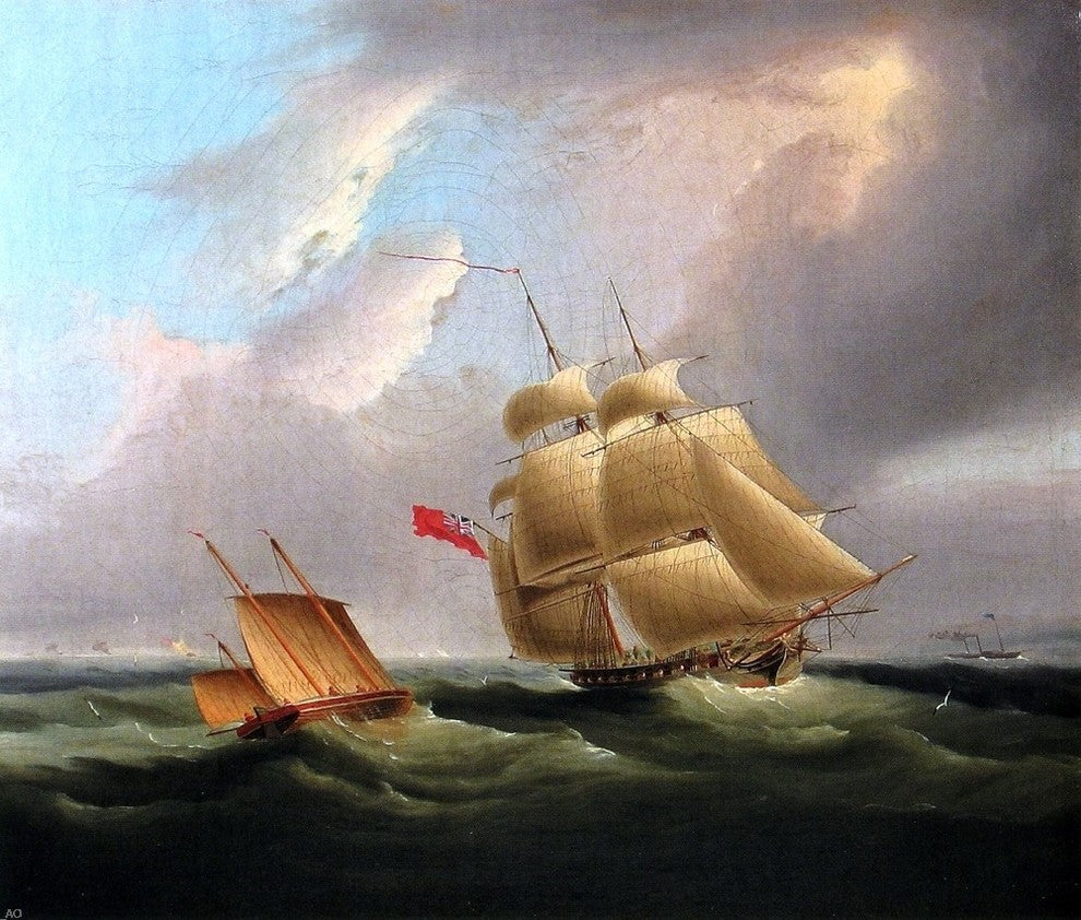 James E Buttersworth A Sloop-of-War, 20"x25" Wall Decal Print