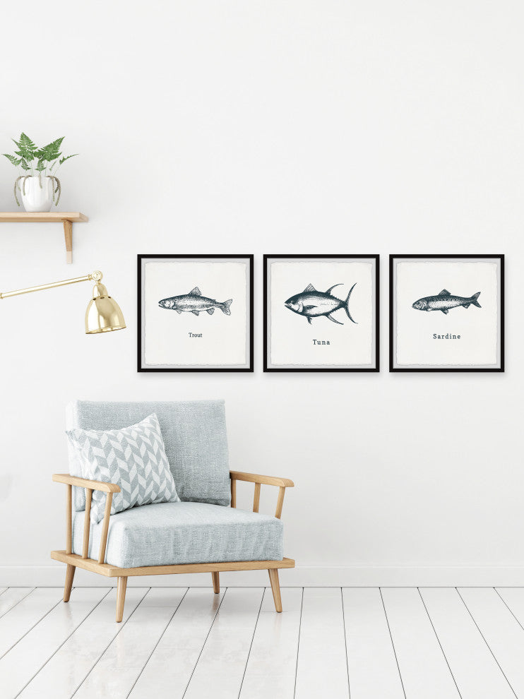 Trout and Tuna Triptych, 3-Piece Set, 32x32 Panels