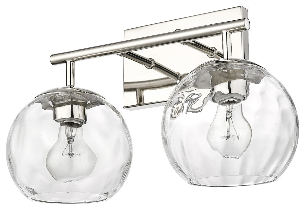 Mackenzie Polished Nickel <br> 2-Light Bath Vanity With Rippled Water glass