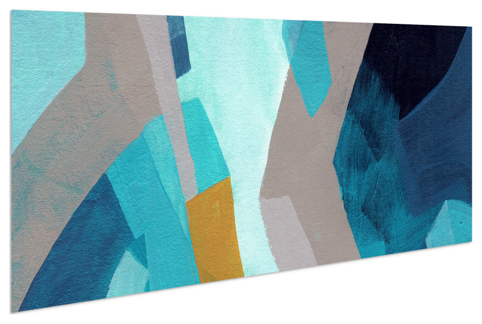 "Puzzle Blues C" Frameless Free Floating Panel Graphic Wall Art, 72"x36"