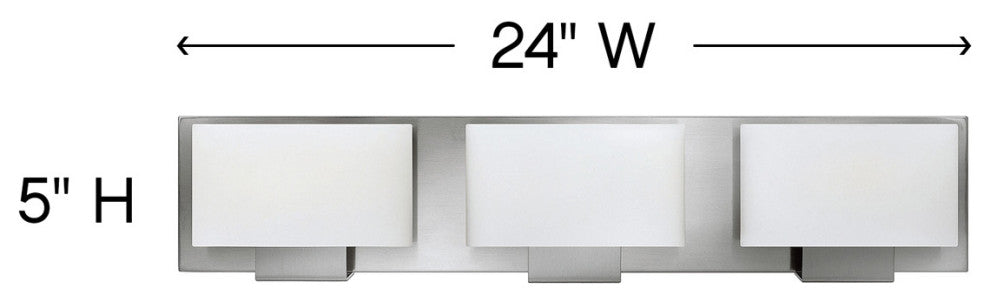 Hinkley Mila Medium Three Light Vanity, Brushed Nickel