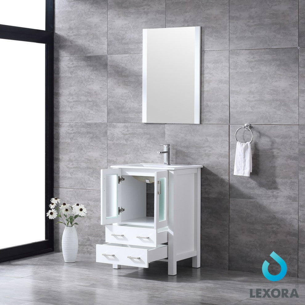 Volez 24" Single Vanity Cabinet Integrated Top Integrated Sink, 22" Wall Mirror
