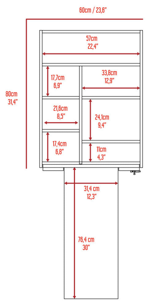 Dalton Foldable Floating Desk with 7 Shelf Divisions, Light Gray