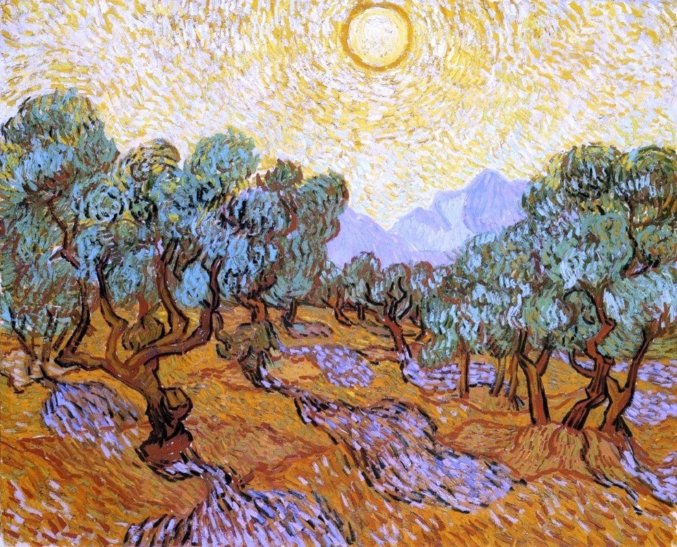 Vincent Van Gogh Olive Trees With Yellow Sky and Sun Wall Decal