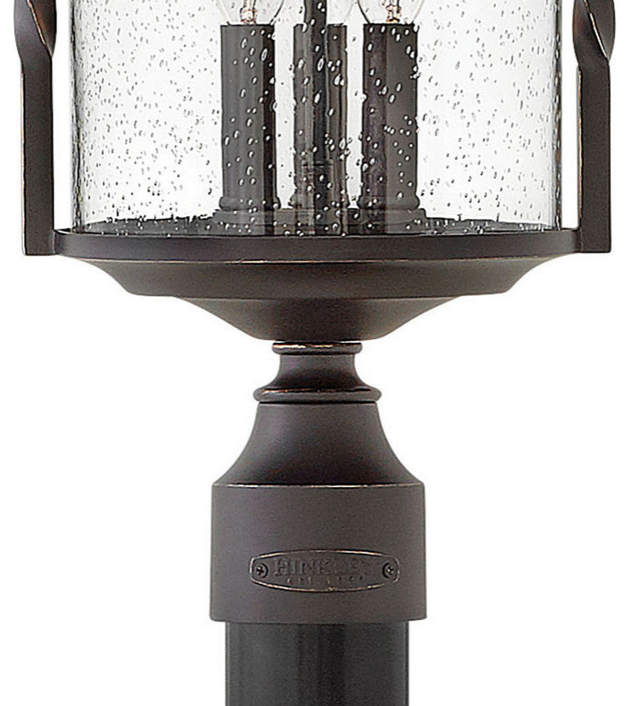 Hinkley Outdoor Casa Post Top/Pier Mount, Olde Black With Clear Seedy