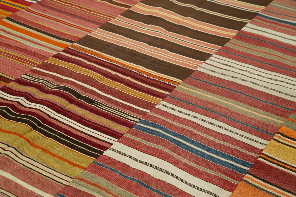 Rug N Carpet - Handmade Oriental 9' 5'' x 12' 10'' Tribal Patchwork Kilim Rug