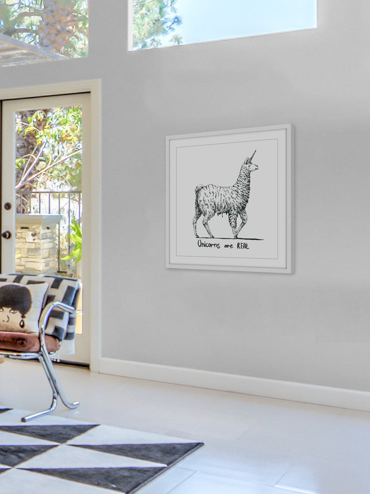 "Real Unicorns" Framed Painting Print, 18"x18"